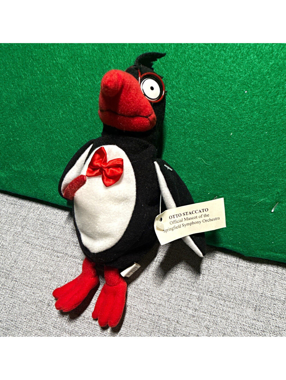 Otto Staccato Springfield Symphony Orchestra Mascot Bird Plush Black White Red